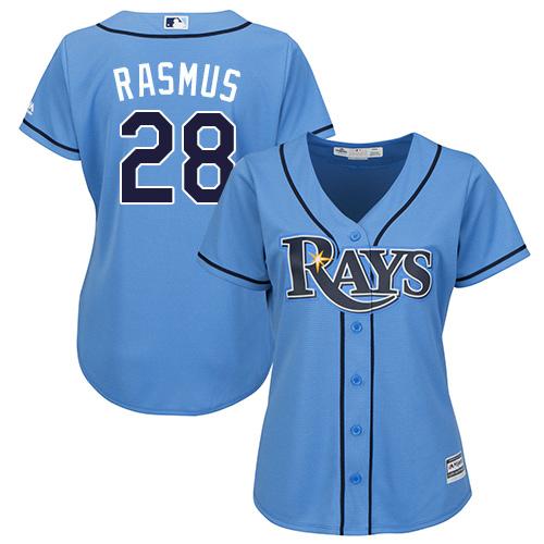 Rays #28 Colby Rasmus Light Blue Alternate Women's Stitched MLB Jersey
